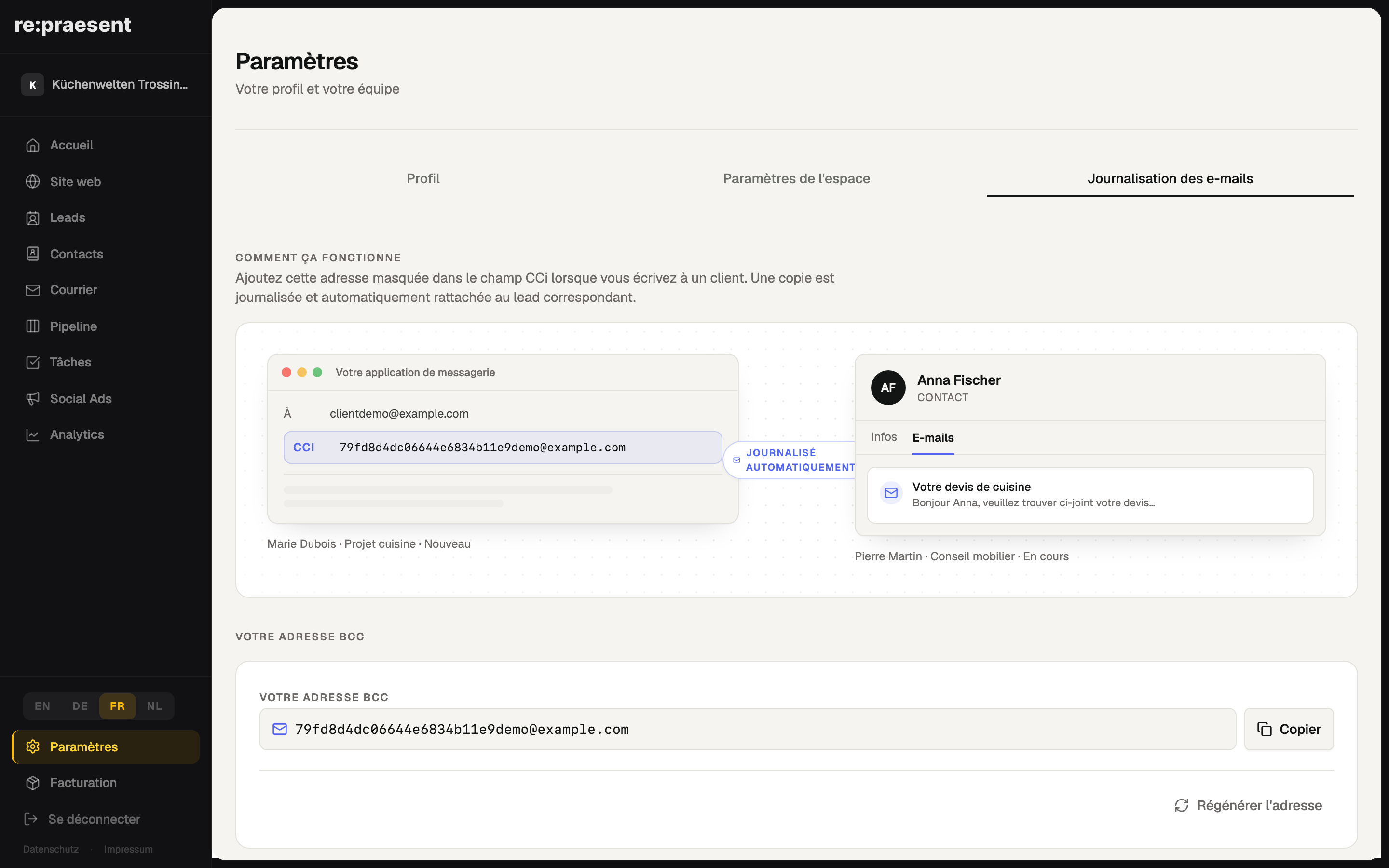 Journalisation e-mail — adresse BCC