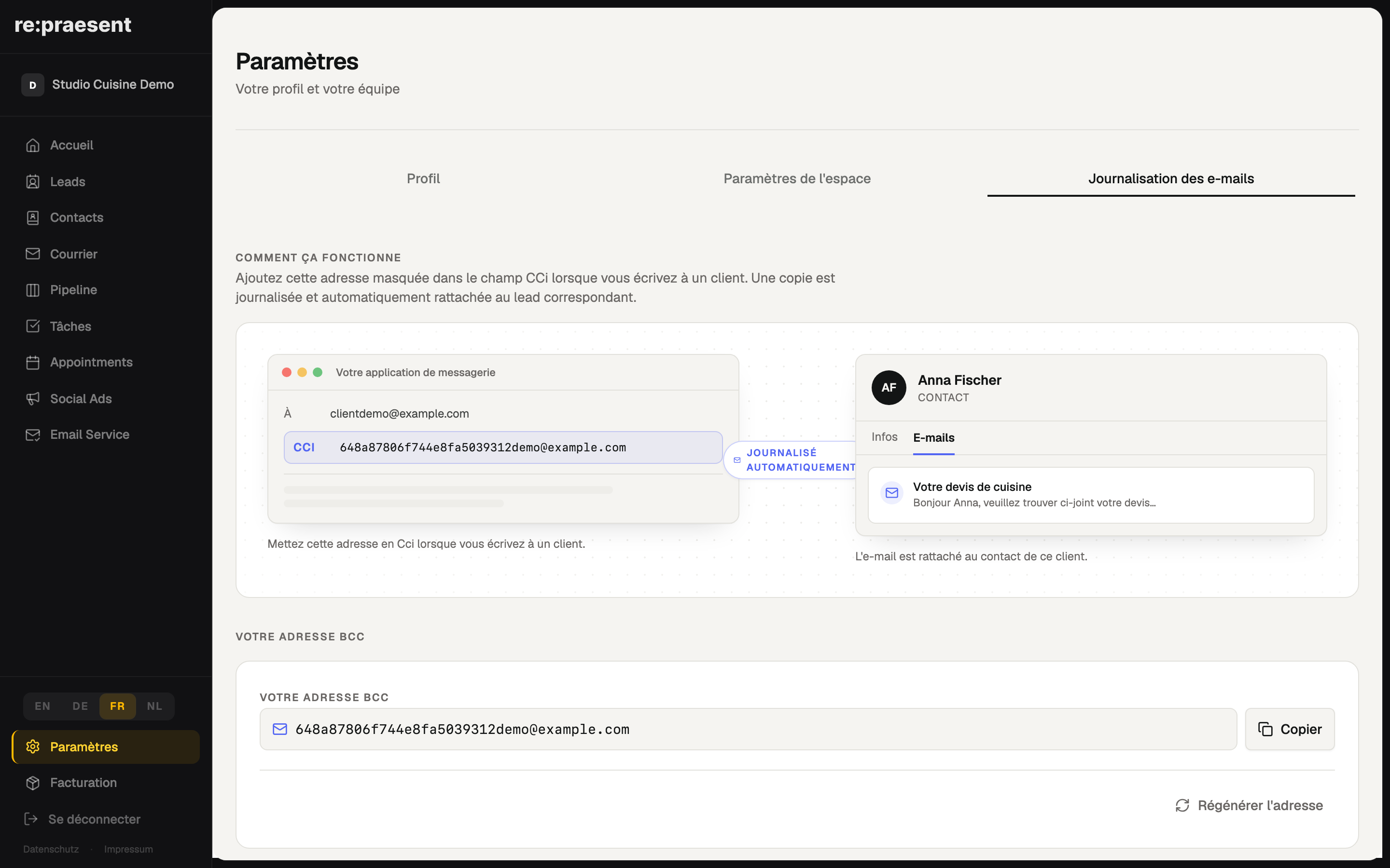 Journalisation e-mail — adresse BCC