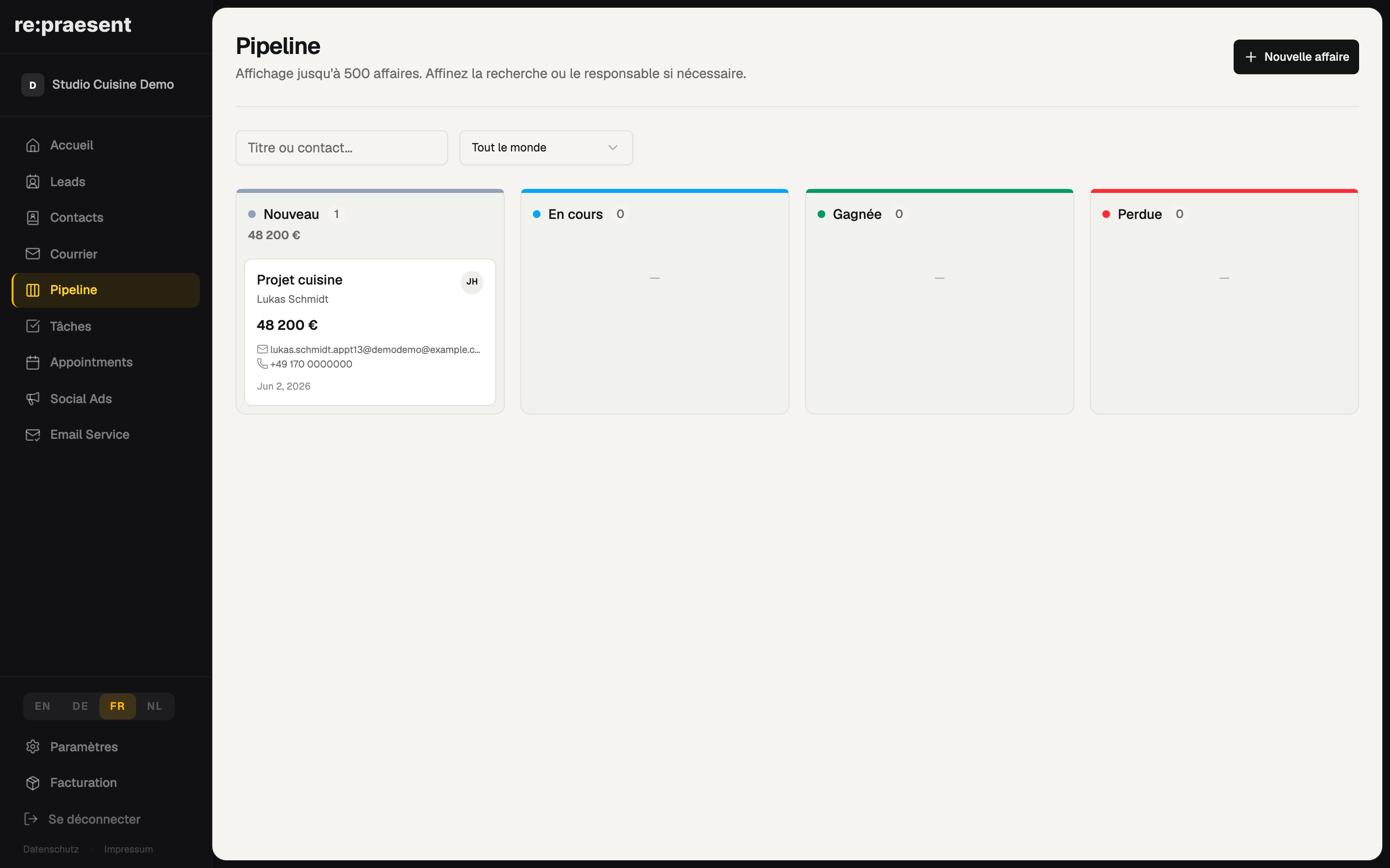 CRM — pipeline et opportunités