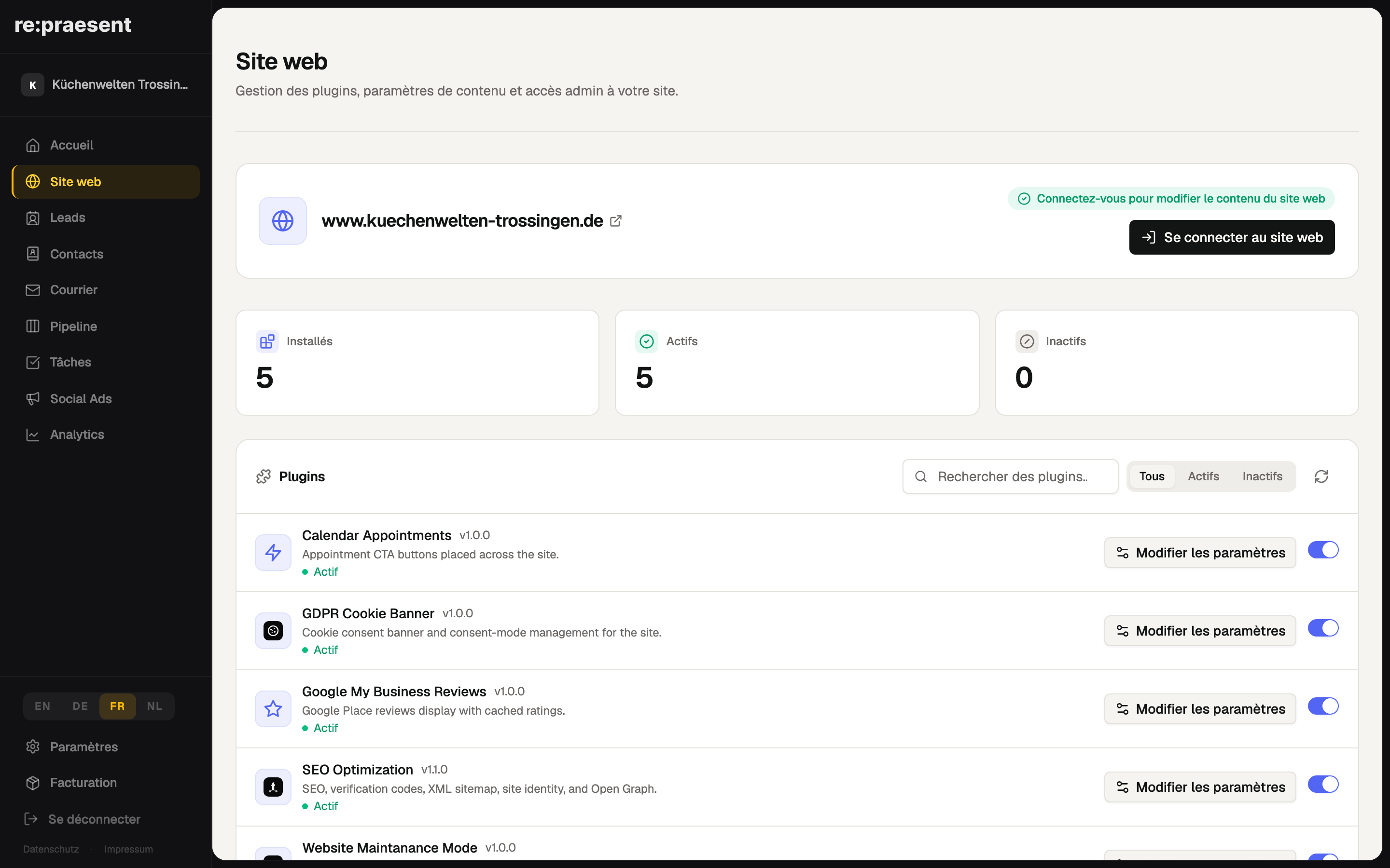 Site web — WordPress et plugins